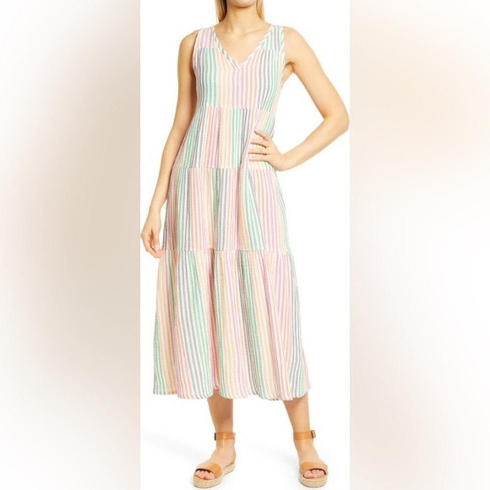 Marine Layer Corinne Cotton Printed Maxi Dress Size Extra Small